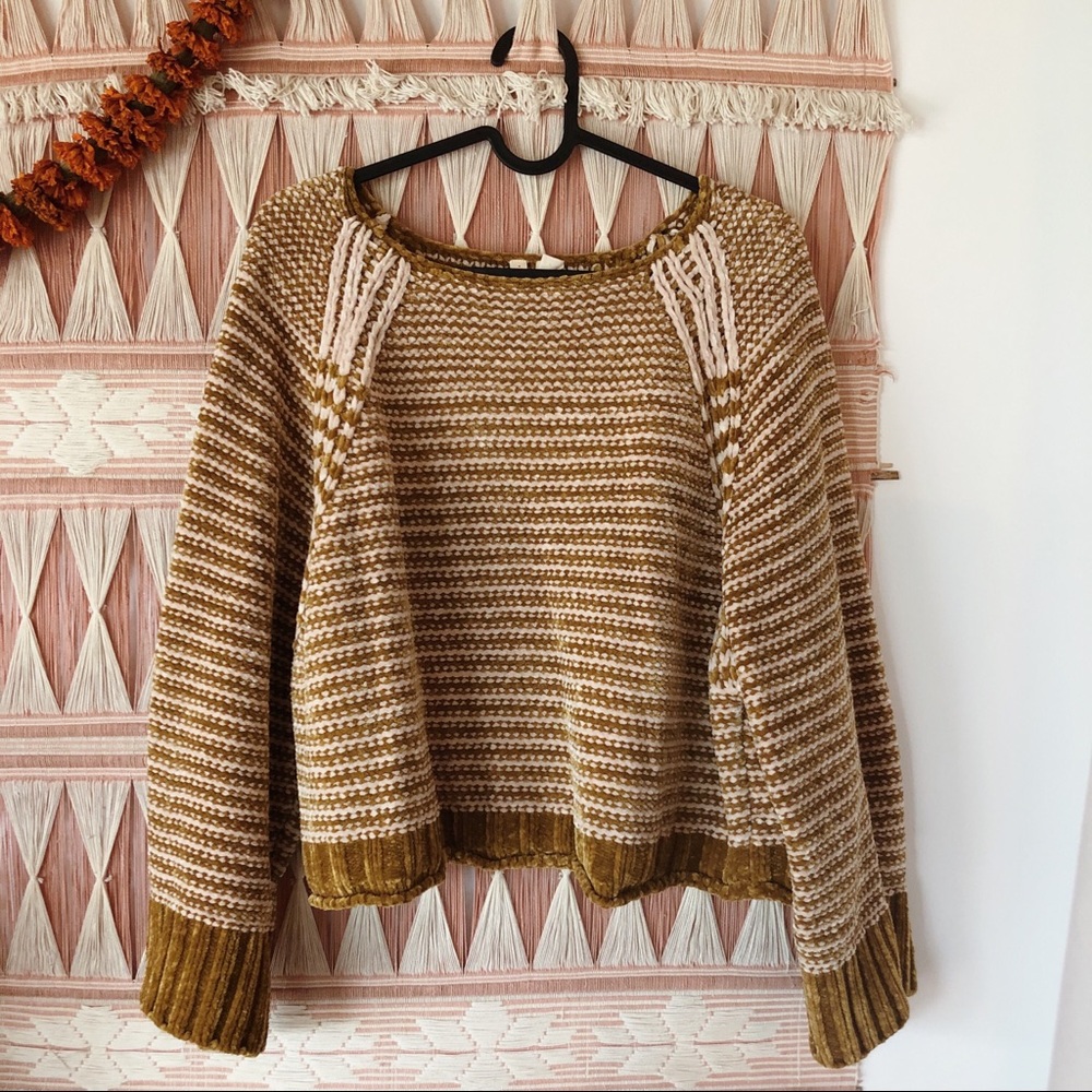 Anthropologie Moth Striped Chenille Sweater